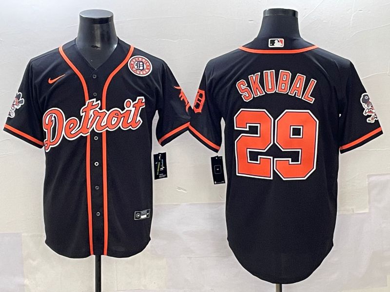 Men 2025 Detroit Tigers 29 Skubal Black Joint Name Nike MLB Jersey style 7